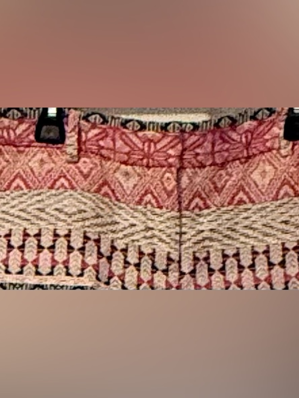 Boho Paisley High-Waist Shorts | Pink & Cream Printed Linen-Blend Bottoms | Sz 8 - Picture 4 of 15